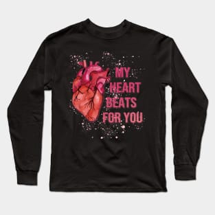 my heart beats for you valentines day Long Sleeve T-Shirt